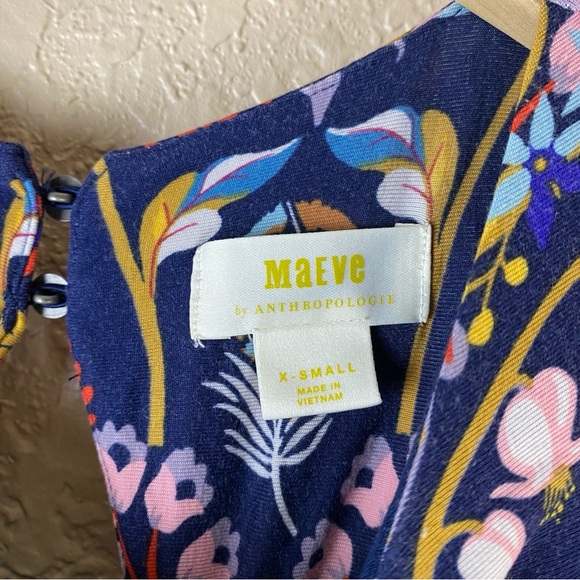 Maeve Anthropologie XS Sawyer balloon sleeve tunic dress Jersey knit floral - Picture 5 of 10